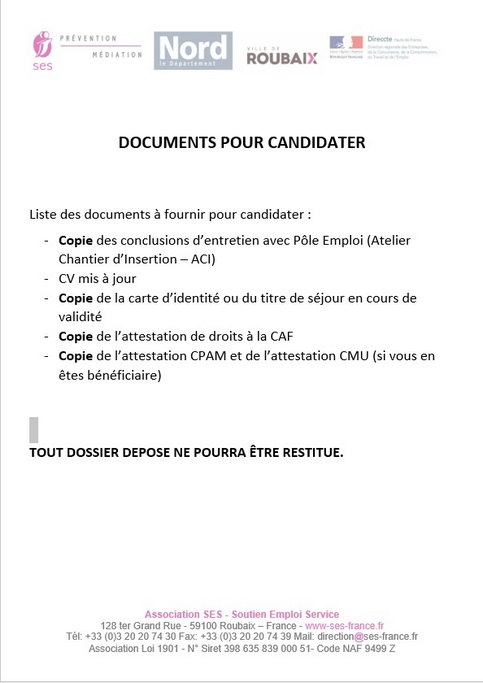 Liste docs candidature 2
